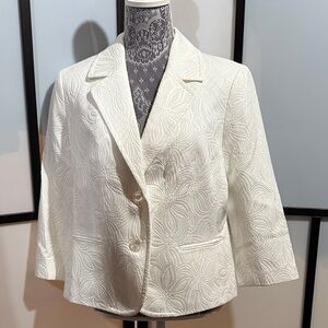 Talbots Ivory Floral Patterned Blazer